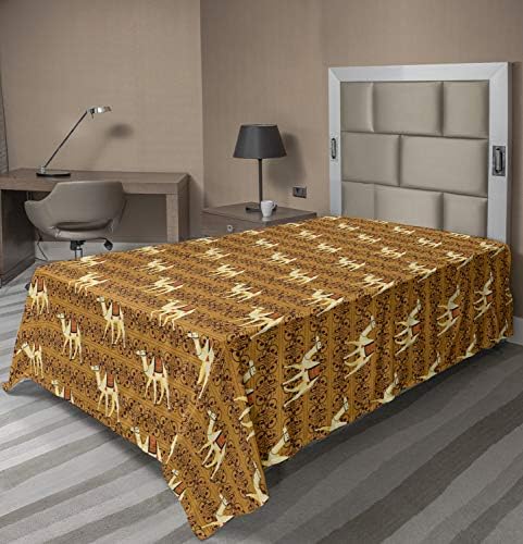 Lunarable Camel Flat Sheet TwinXL Apricot and Cream
