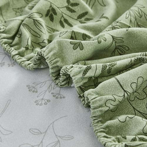 Usfivefam Green Floral Cal King Sheet Set 4PCS