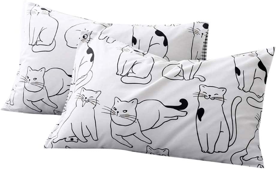 FenDie 20x26 Cotton Pillowcases Set of 2 Reversible Stars Design