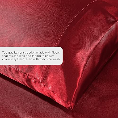 Pure Bedding Satin Sheets Queen 4-Piece Burgundy