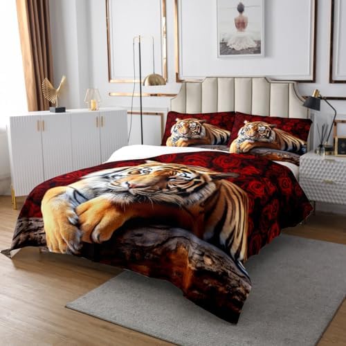 Erosebridal Tiger Bedspread Queen 90x90 with 2 Pillow Cases