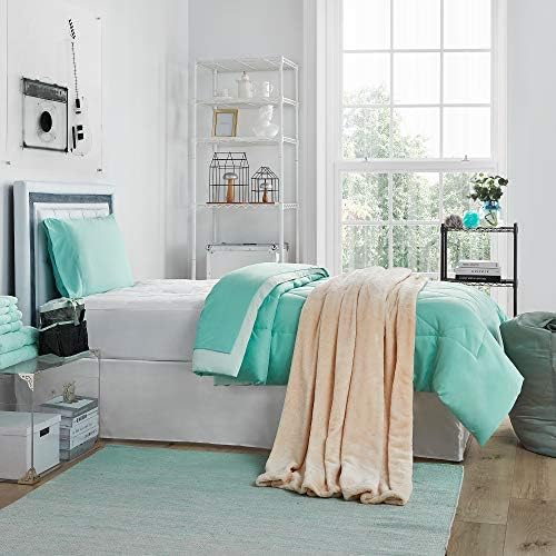 College Freshman Dorm Pack - YuccaHint of Mint Comforter Set 1