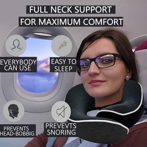 Pixxis Neck Travel Pillow Memory Foam for Airplane Home Use