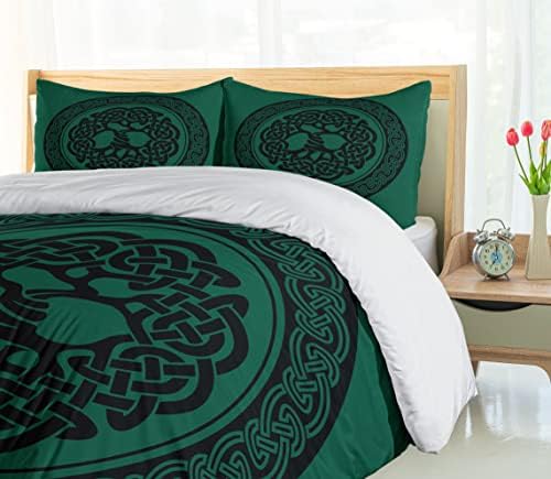 Ambesonne Forest Green Black Duvet Cover Set with Pillow Sham