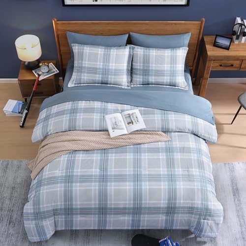 Twin XL Plaid Comforter Set for Kids