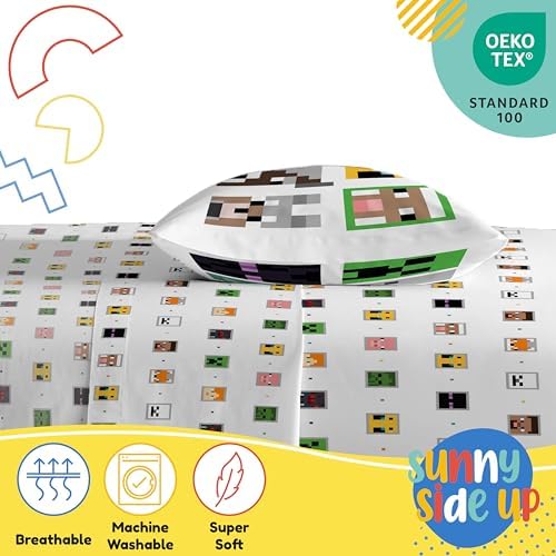 Sunny Side Up Minecraft Creeper Animals Twin Sheet Set 3 Piece