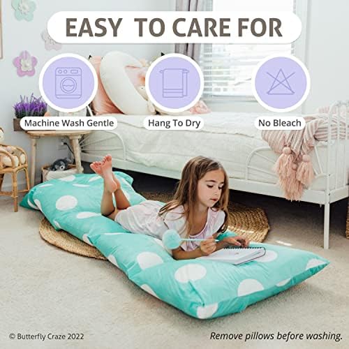 Butterfly Craze Floor Pillow Case - Polka Aqua King Size