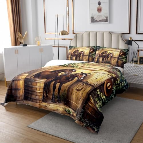 Castle Fairy 3D Horse Bedspread Queen Size 3Pcs Set