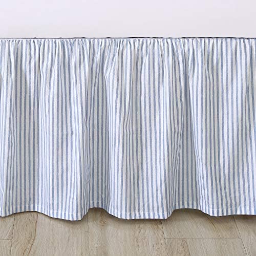 Laura Ashley Home Twin Bedskirt Ticking Stripe Blue