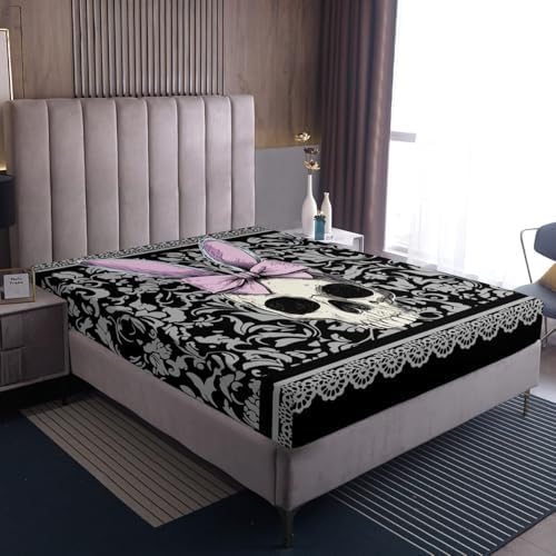 Homewish Black Grey Damask Bedding Set Twin Size 3Pcs
