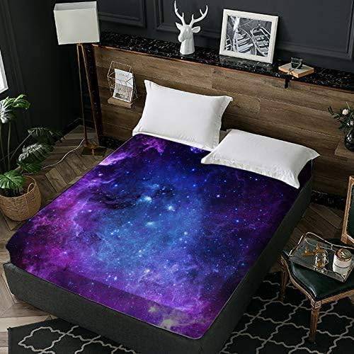 BlessLiving 3D Galaxy Fitted Sheet for Kids Teens 1