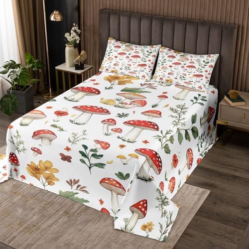 Feelyou Wild Mushroom Bedspread Set for Kids Adults - King Size