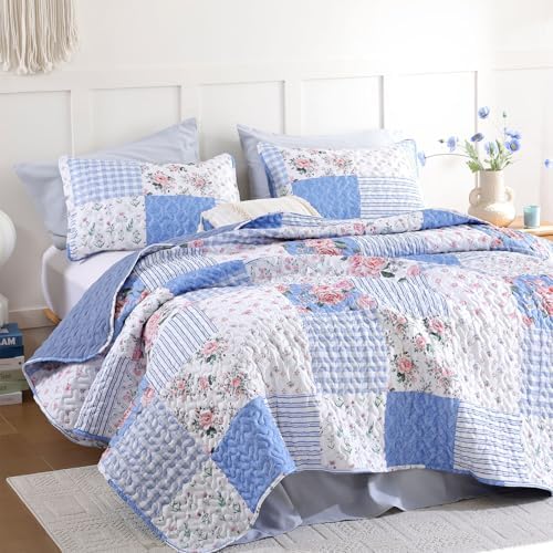 YIKUSH King Size Floral Quilt Set 3 Piece