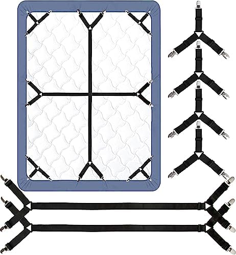 Attmu Bed Sheet Straps 6-Pack Black Adjustable Clips