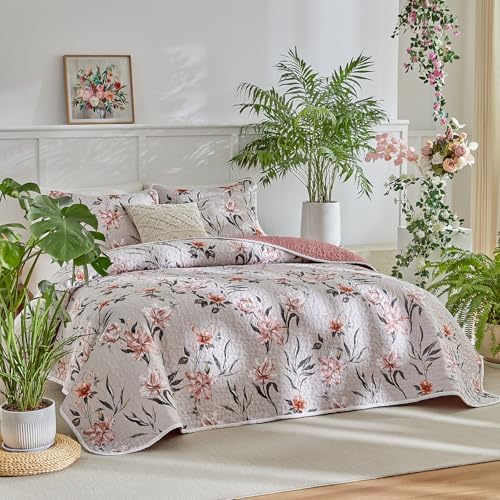 Shxime Floral Quilt Set 3 Pieces Queen Size
