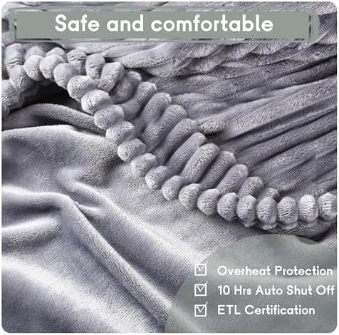Minervada Heated Blanket 72x84 10 Heat Levels Auto Shut Off Flannel