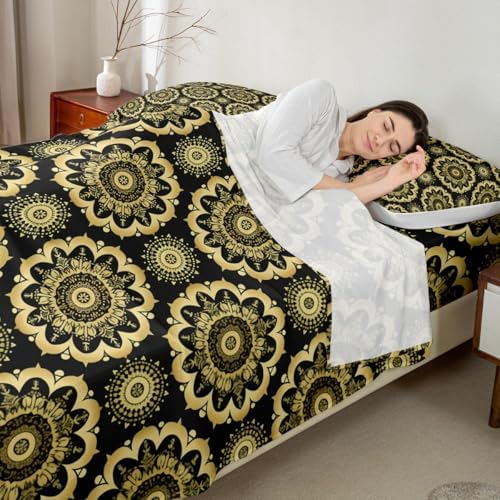 Jejeloiu Paisley Queen Sheet Set 4Pcs Microfiber