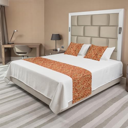 Ambesonne Paisley Bed Runner Set Queen Paprika Yellow 1