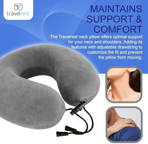 Travelrest Travel Essential Neck Pillow - Memory Foam and Washable Cover