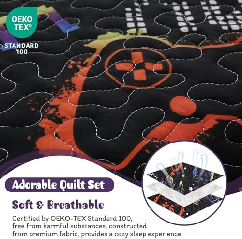 JSD Black Gaming Kids Quilt Set FullQueen 1
