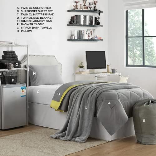 College Dorm Pack - Limelight YellowAlloy Gray Comforter Set