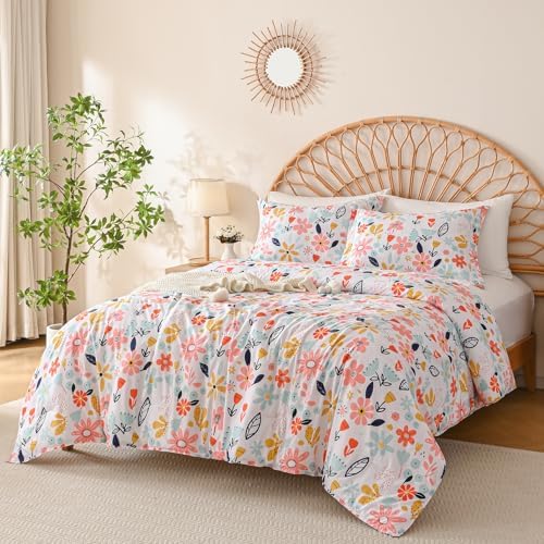 Yibeizi Floral Comforter Set for Girls Twin