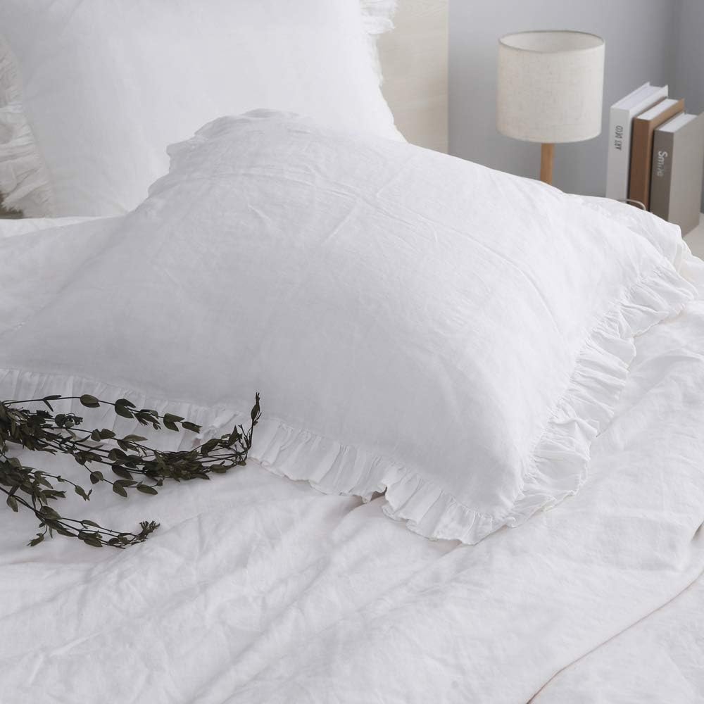SimpleOpulence Linen Duvet Cover Set with Ruffles