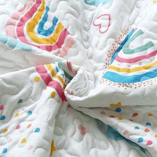 MarCielo Kids Rainbow Quilt Set Throw Blanket