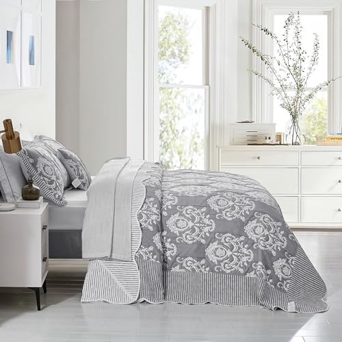 HZ HY Oversized King Bedspread 138x122 Grey Jacquard