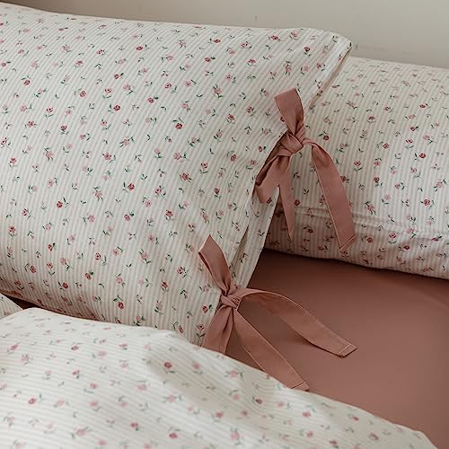 LifeTB Pink Floral Pillowcases Set for Girls