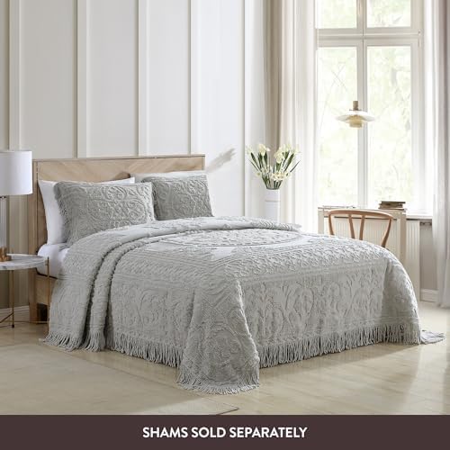 Beatrice Home Fashions Medallion Chenille Bedspread King Gray