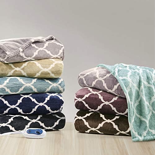 Beautyrest Ogee Printed Plush Electric Throw Blanket