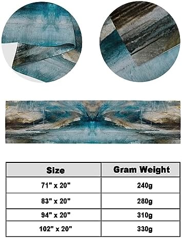 ZFUNCING Abstract Mottled Turquoise Green Gray Bed Runner Scarf