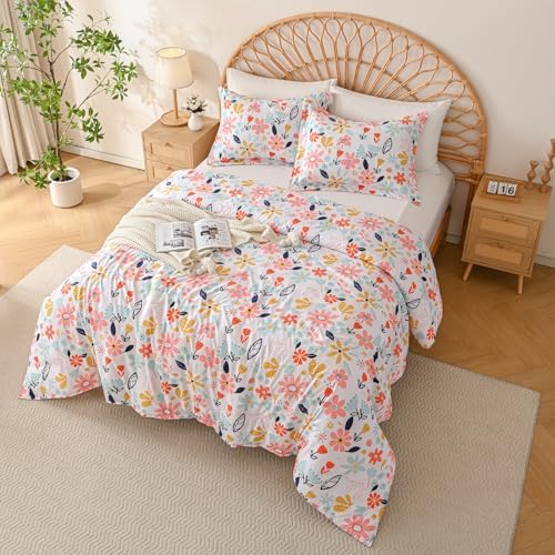 Yibeizi Floral Comforter Set for Girls Twin