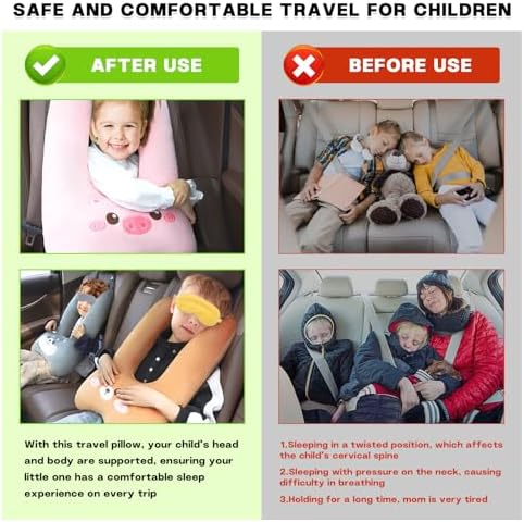 Longhuo Kids Travel Pillow U Shaped Car Seat Support