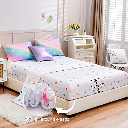 A Nice Night 6Pcs Gradient Glitter Comforter Set for Girls