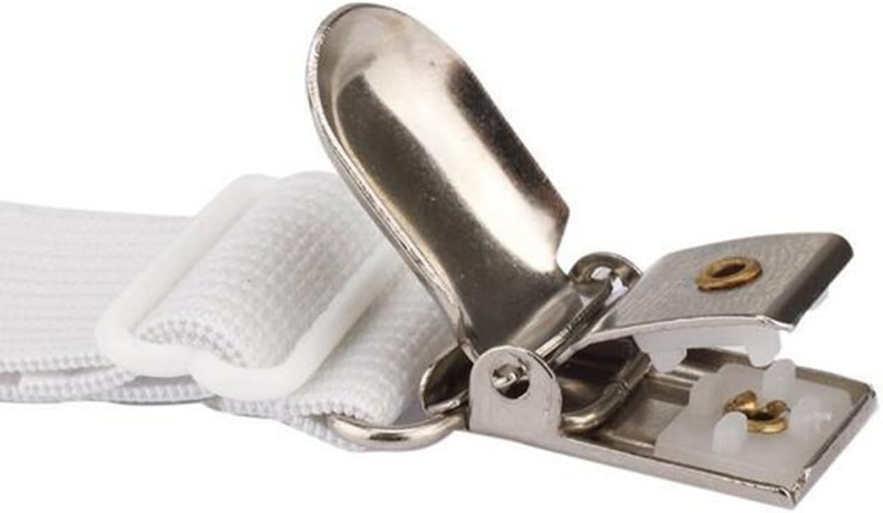 Adjustable Elastic Sheet Straps with Metal Clips 3 Way White