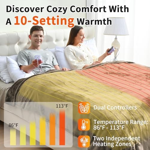 Fantico Electric Blanket Queen Size Dual Control 10 Heat Settings 1