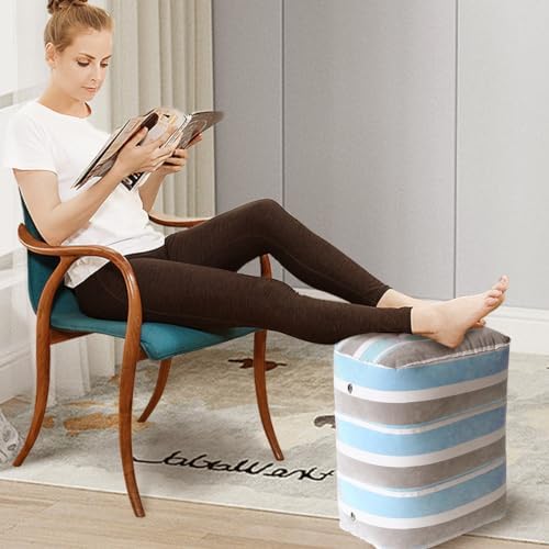 Baiao Inflatable Travel Foot Rest Pillow for Kids Adults Blue