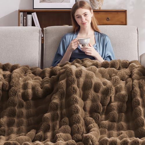 Anysay Heated Blanket Throw 6 Hours Auto-Off 10 Heat Levels Brown