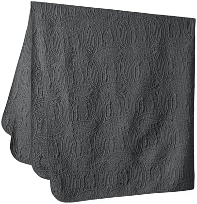 Chezmoi Austin 3-Piece Oversized Bedspread Set Queen Charcoal 1