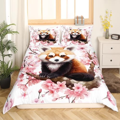 Manfei Red Panda Kawaii Bedding Set Twin Size