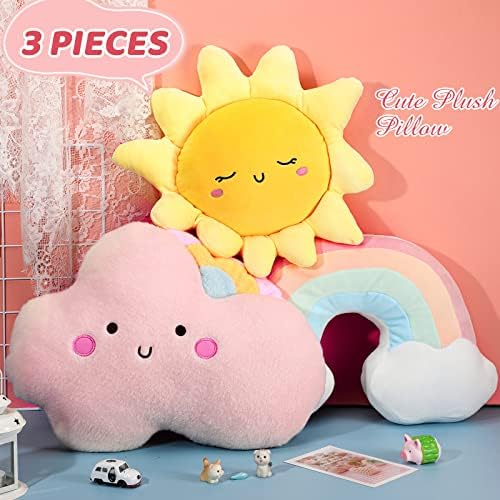 Queekay 3 Pcs Moon Star Cloud Plush Pillows