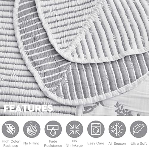 HZ HY Oversized King Bedspread 138x122 Grey Jacquard