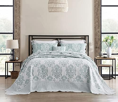HZ HY Oversized King Bedspread - 5 Piece Set 100 Microfiber Green