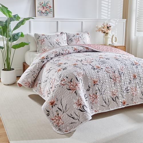 Shxime Floral Quilt Set 3 Pieces Queen Size