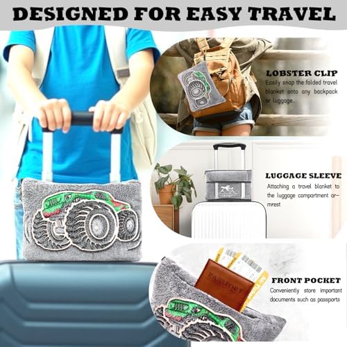 HWING Glow in the Dark Truck Travel Blanket Pillow