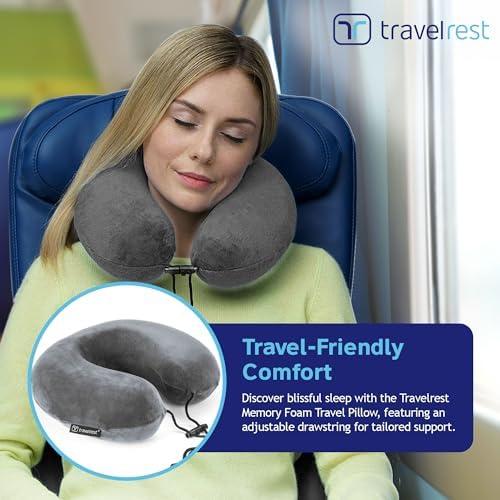 Travelrest Travel Essential Neck Pillow - Memory Foam and Washable Cover