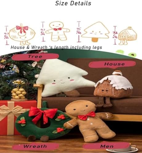 Cute Christmas Plush Pillow Gingerbread Man Wreath Shape