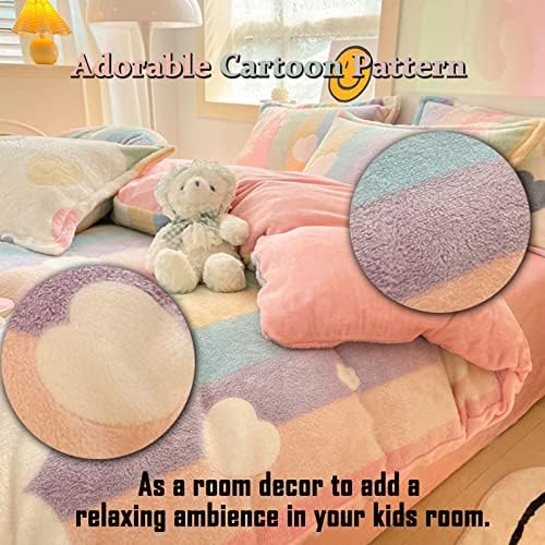 MorroMorn Pink Rainbow Duvet Cover Set for Girls Kids